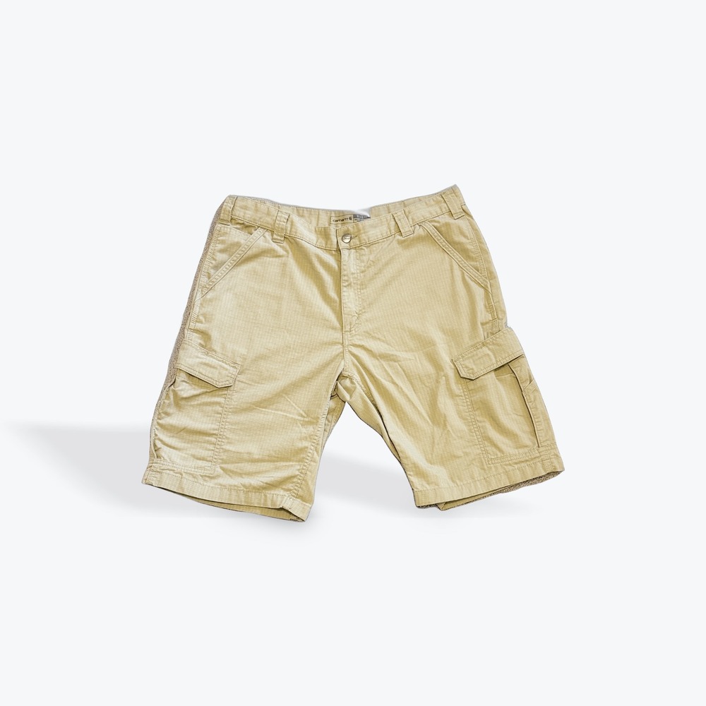 Carhartt Mens Relaxed Fit Ripstop Cargo Shorts Tan Khaki Work Utility‎ Size 38